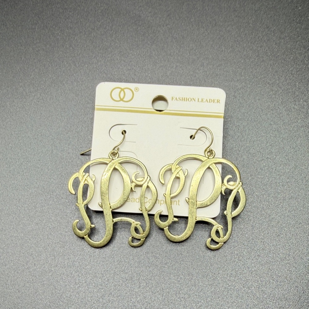 Gold Monogram Earrings